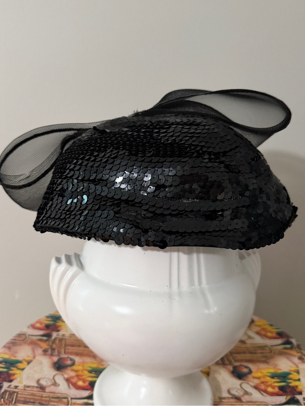Vintage Black Mesh Bow Fascinator Headpiece - Women Accessories - Picture 3 of 4